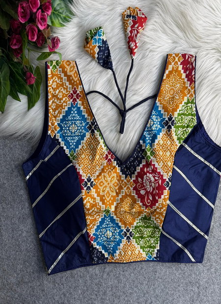 Rk Blouse Heavy Rayon Cotton With Print & Gotta Lace Pattern Wholesale Clothing Distributors In India
